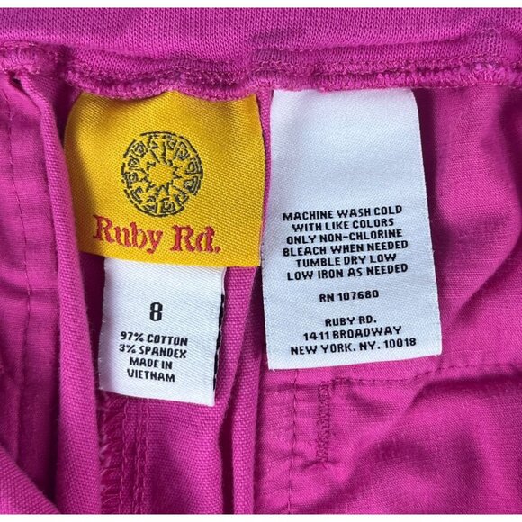 Ruby Rd. Stretch Straight Leg Cargo Pants Women's 8 Hot Pink Drawstring Pockets - Picture 6 of 8